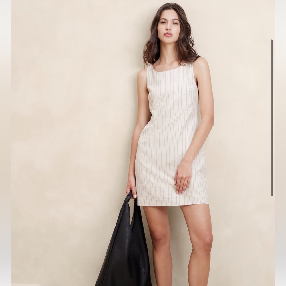 Banana Republic Linen Blend Mini Sheath Dress Striped